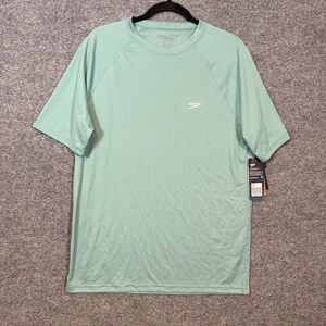 Speedo UPF 50+ Dri-Fit Shirt Mens Medium Green Surfing Outdoor Active At-Sea NEW